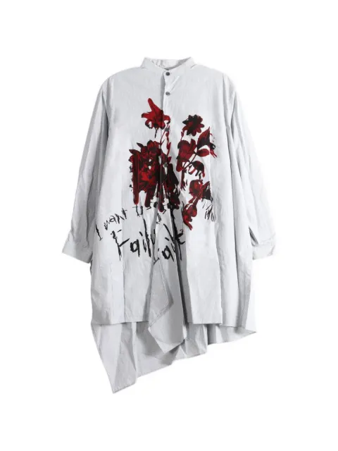 Y's floral-print asymmetric shirt