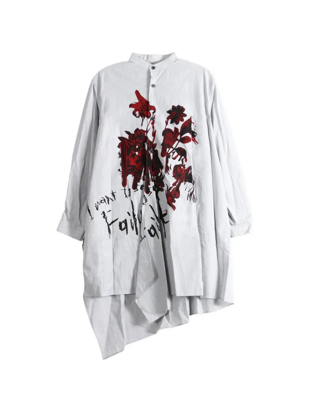 Y's floral-print asymmetric shirt - Grigio