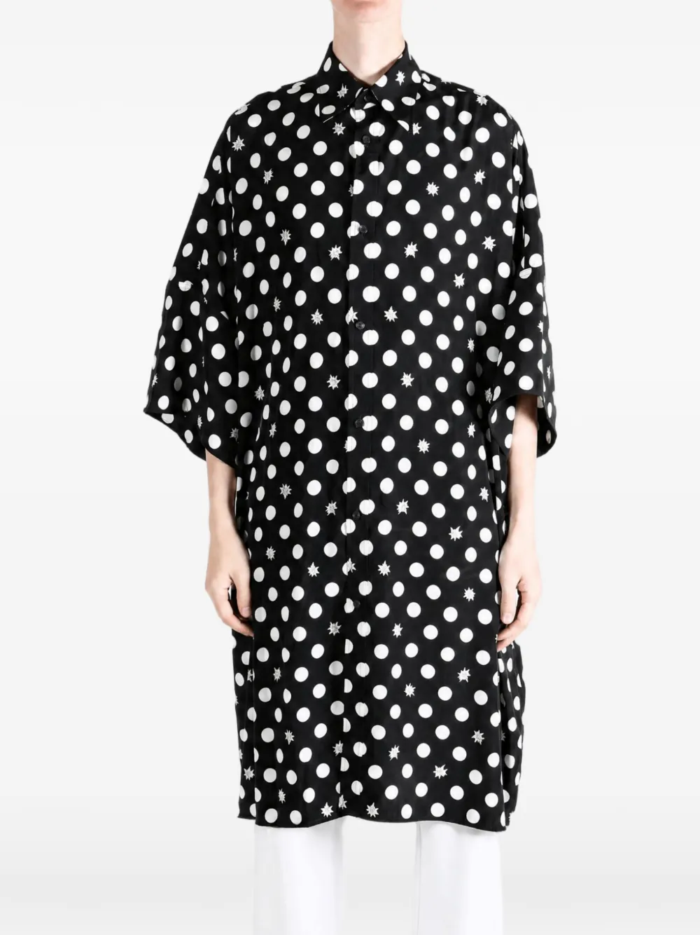 Y's polka-dot star-print shirt - Black