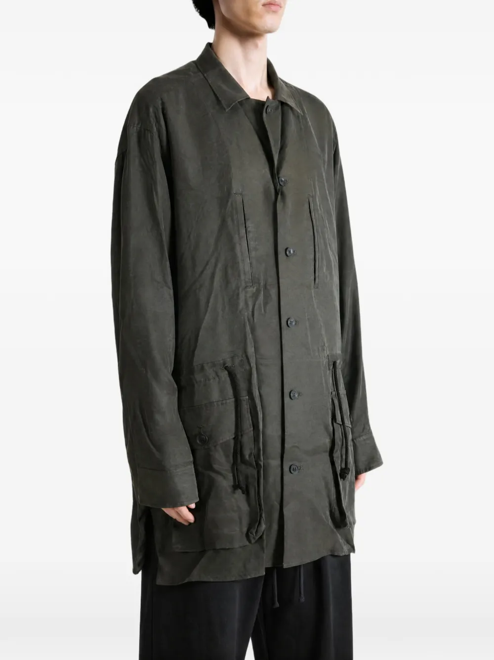 Yohji Yamamoto Overhemd met trekkoordtaille Groen