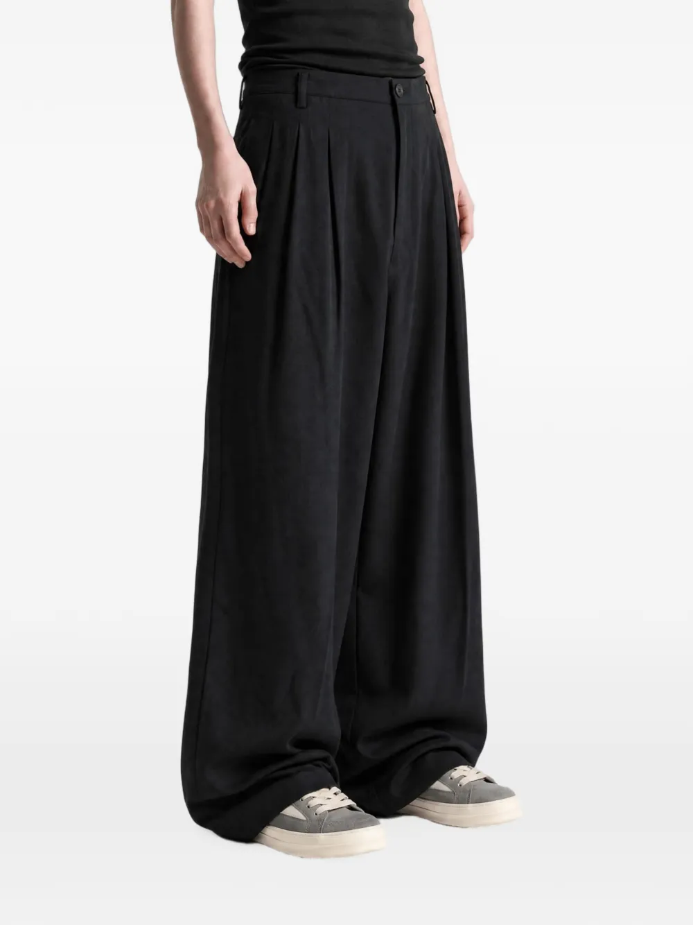 Yohji Yamamoto Plooibroek met wijde pijpen Zwart