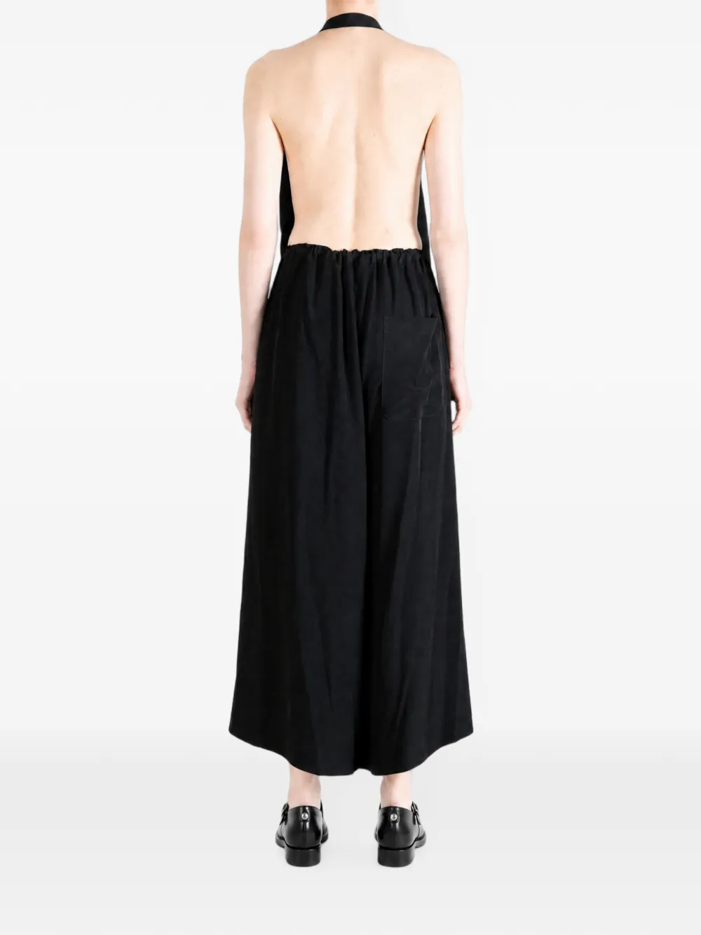Y's asymmetric draped midi dress Zwart