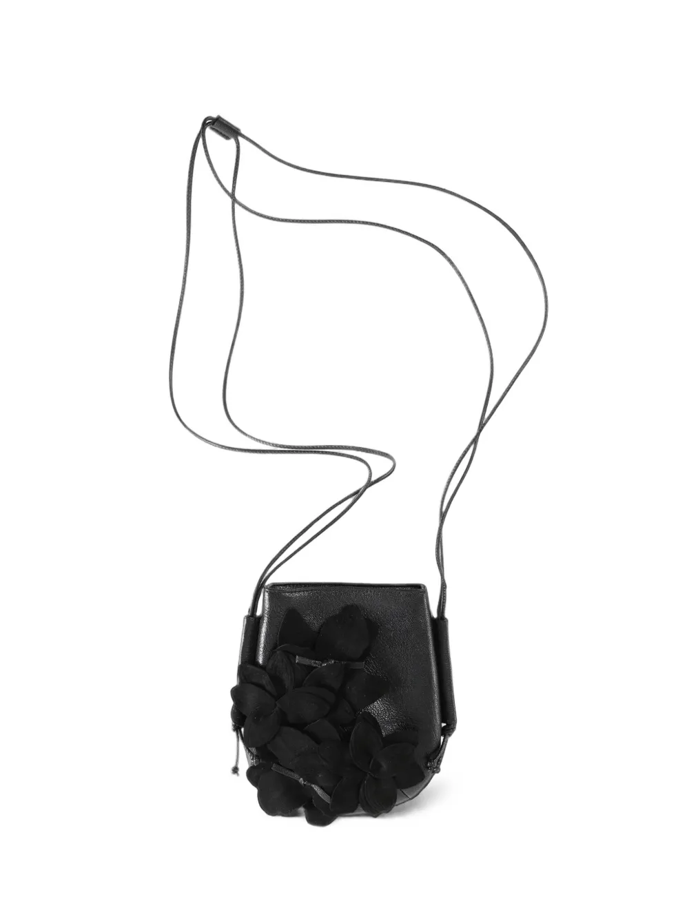 Hereu floral-embellished leather shoulder bag - Nero