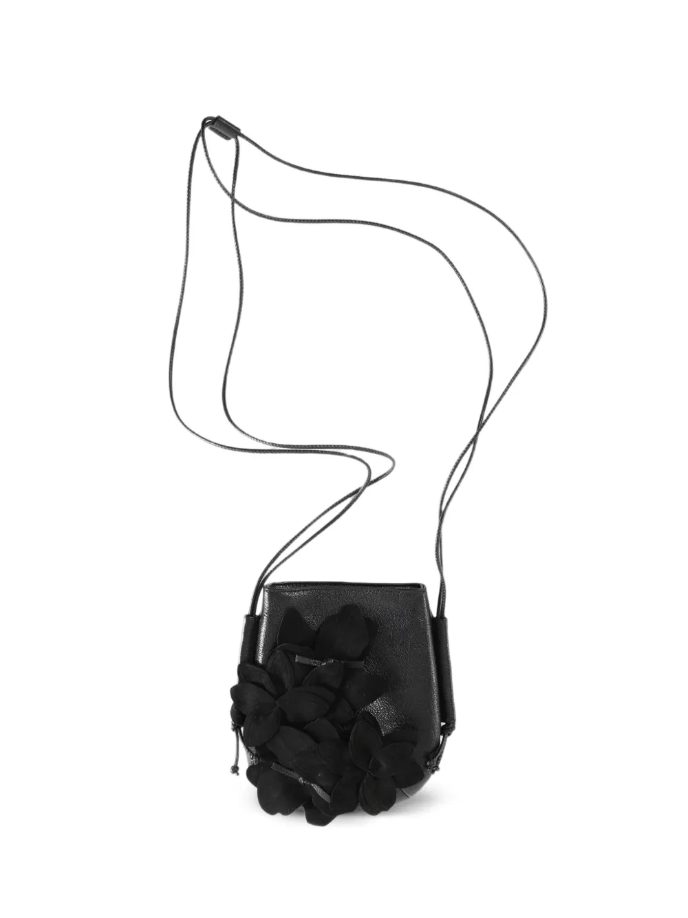 Hereu floral-embellished leather shoulder bag - Nero