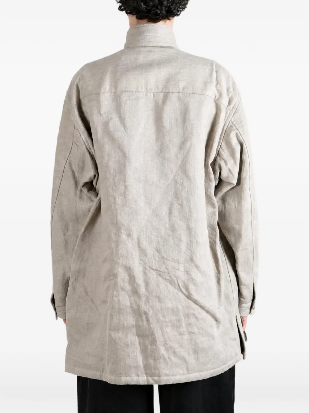 Yohji Yamamoto Militair jack met hoge hals en vier zakken Beige