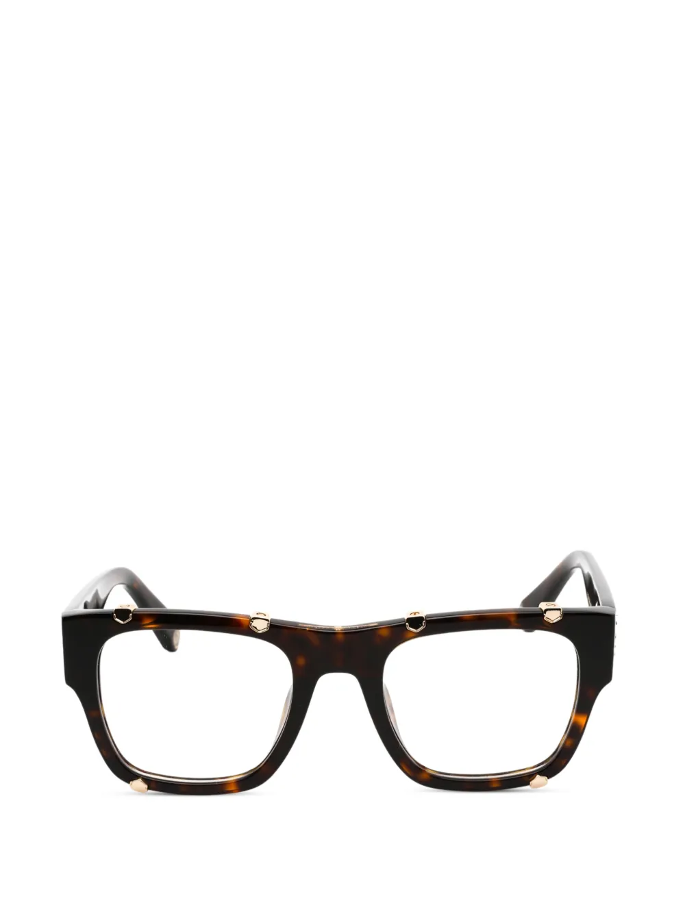 Philipp Plein tortoiseshell-pattern rectangle-frame glasses | Brown | Image 1