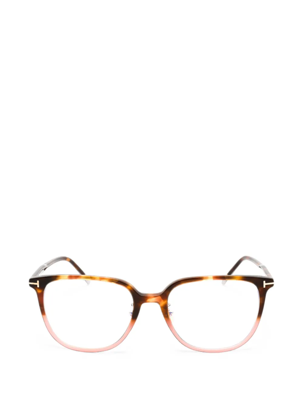 TOM FORD Eyewear tortoiseshell-effect rectangle-frame glasses · One Size