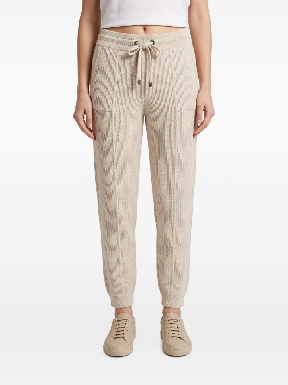 Brunello Cucinelli ribbed-knit drawstring trousers