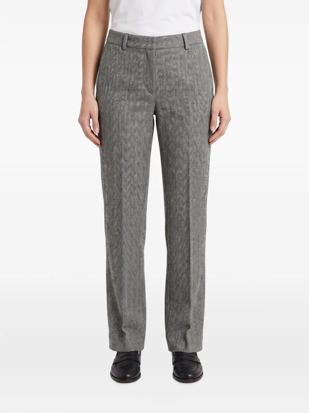 Brunello Cucinelli herringbone-pattern straight-leg trousers - Nero