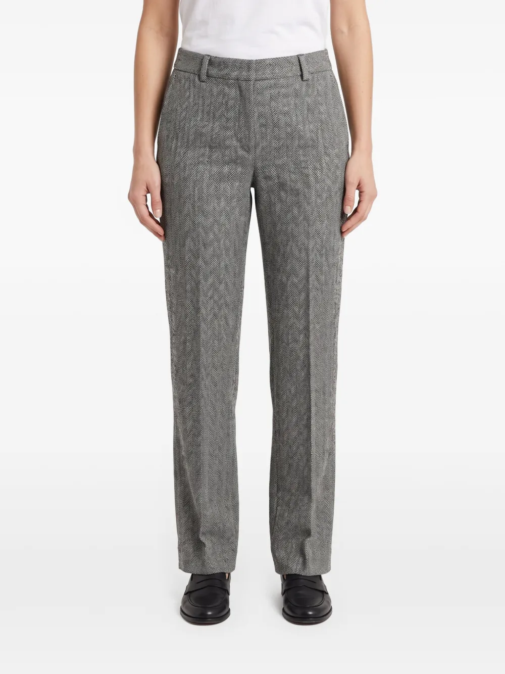 Brunello Cucinelli herringbone-pattern straight-leg trousers - Nero