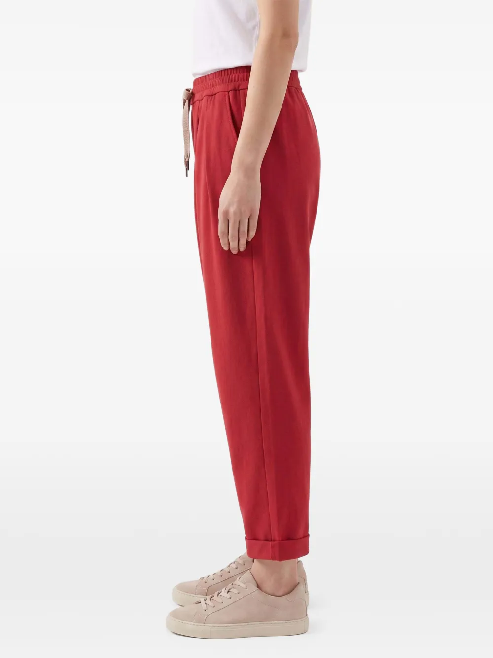 Brunello Cucinelli Plooibroek met omgeslagen zoom Rood