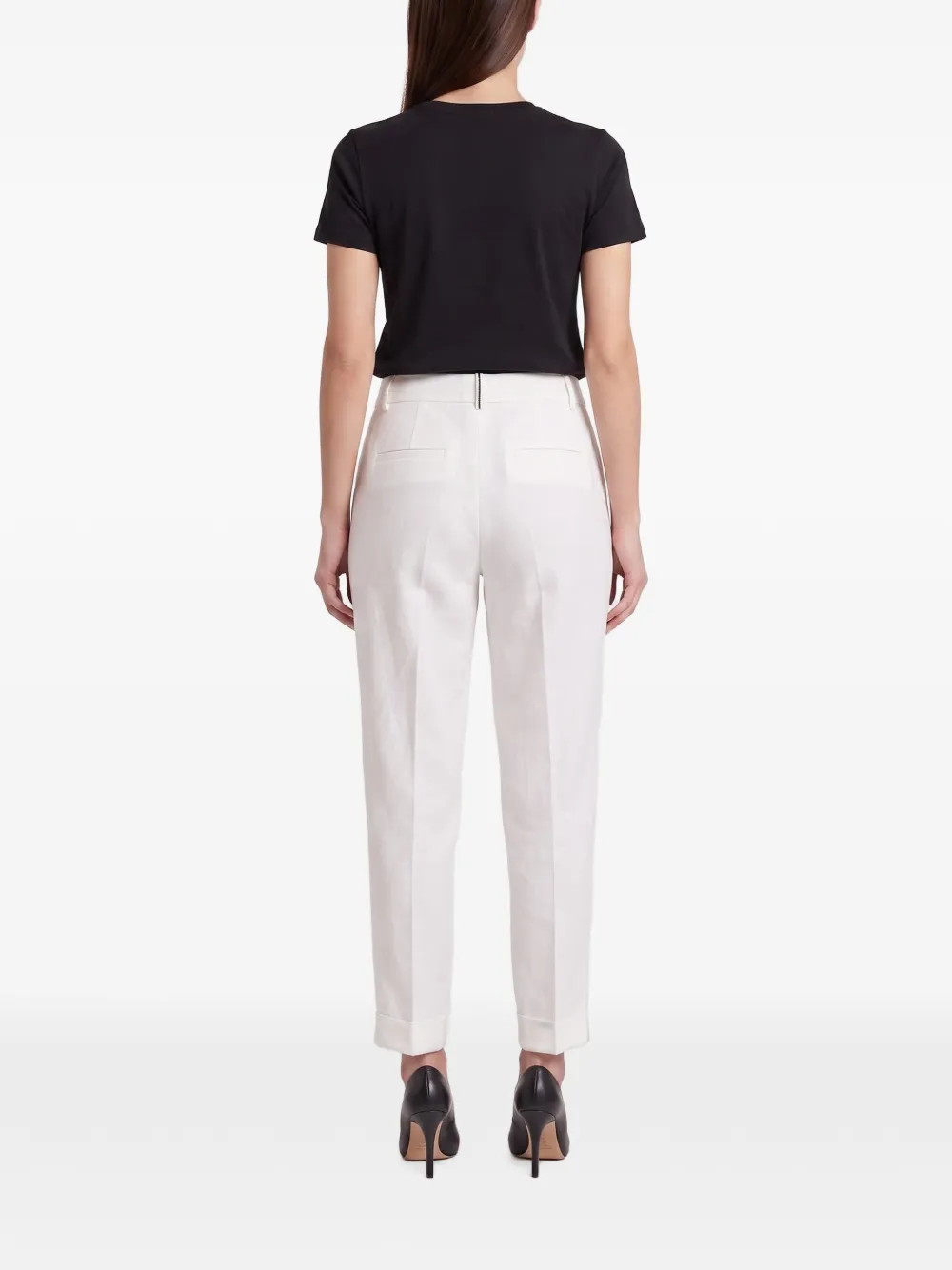 Brunello Cucinelli Plooibroek met omgeslagen zoom Wit