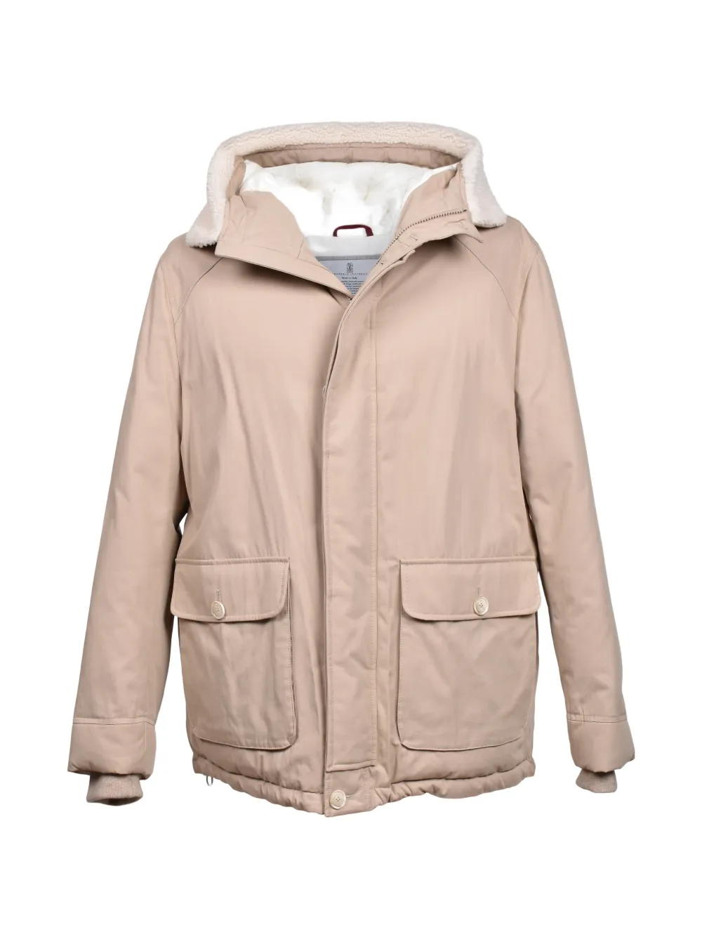 Brunello Cucinelli quilted shearling-lined parka jacket - Toni neutri