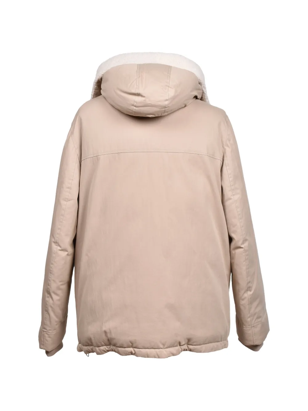 Brunello Cucinelli quilted shearling-lined parka jacket Beige