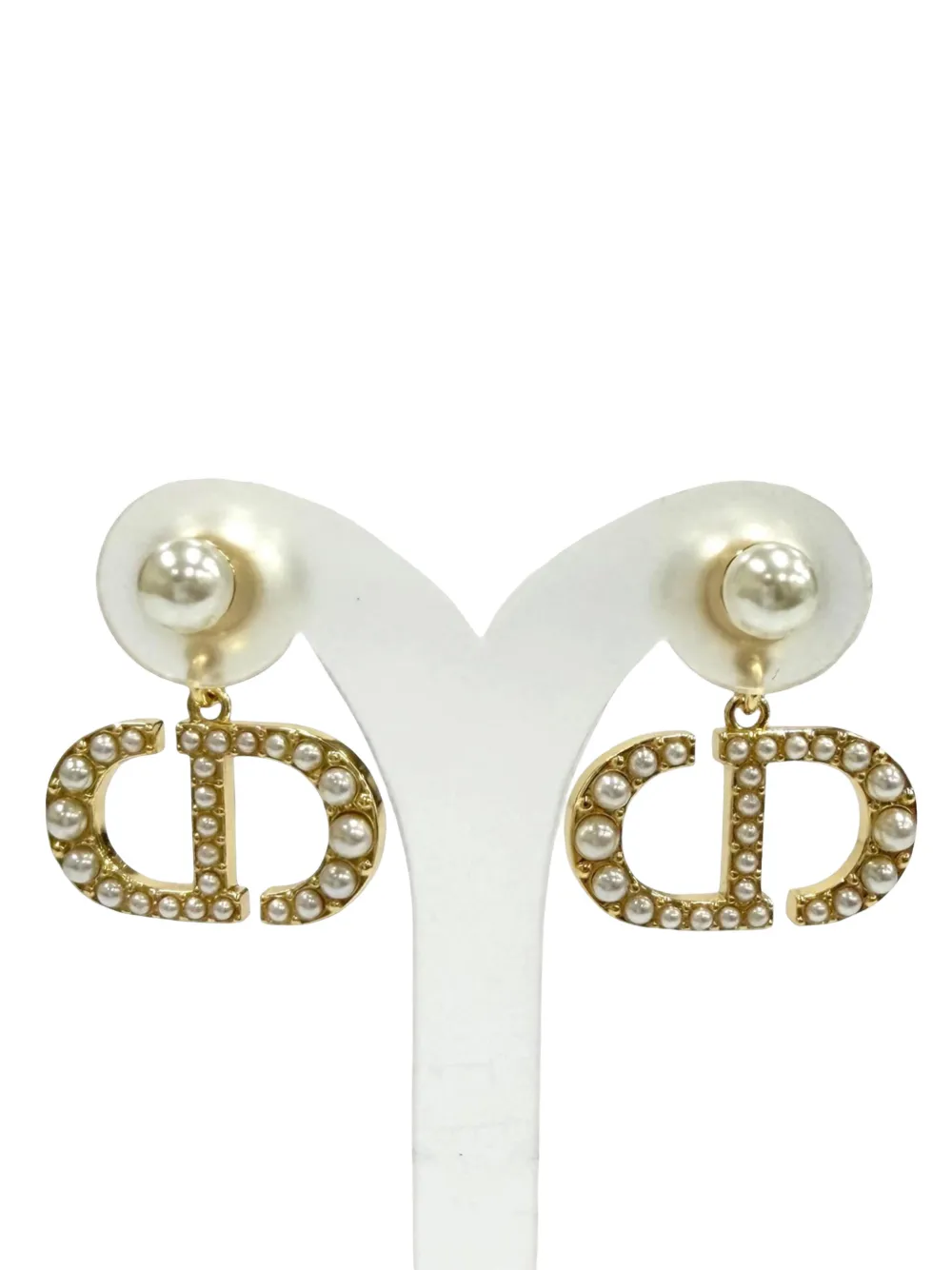 Christian Dior Pre-Owned Orecchini Tribales placcati oro con perle sintetiche e chiusura a pressione 1990-2010