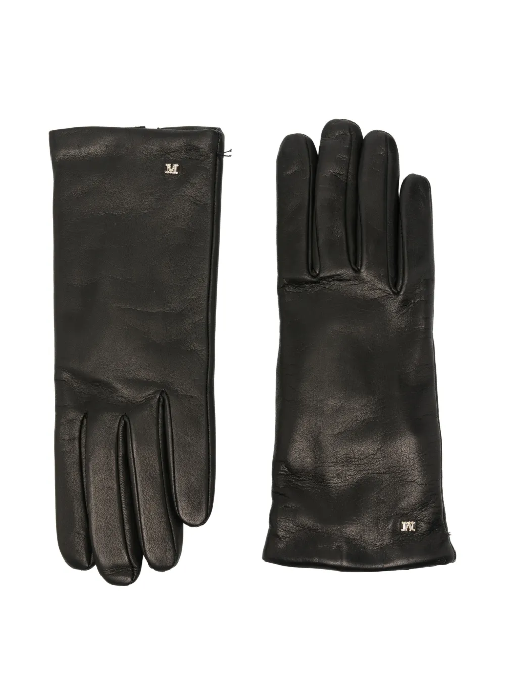 Max Mara logo-plaque leather gloves