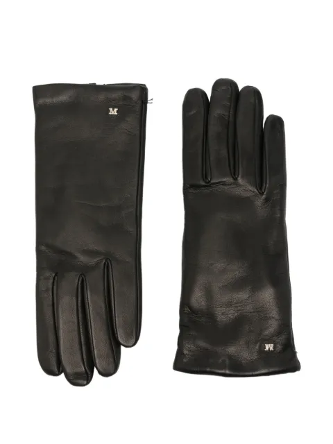 Max Mara logo-plaque leather gloves