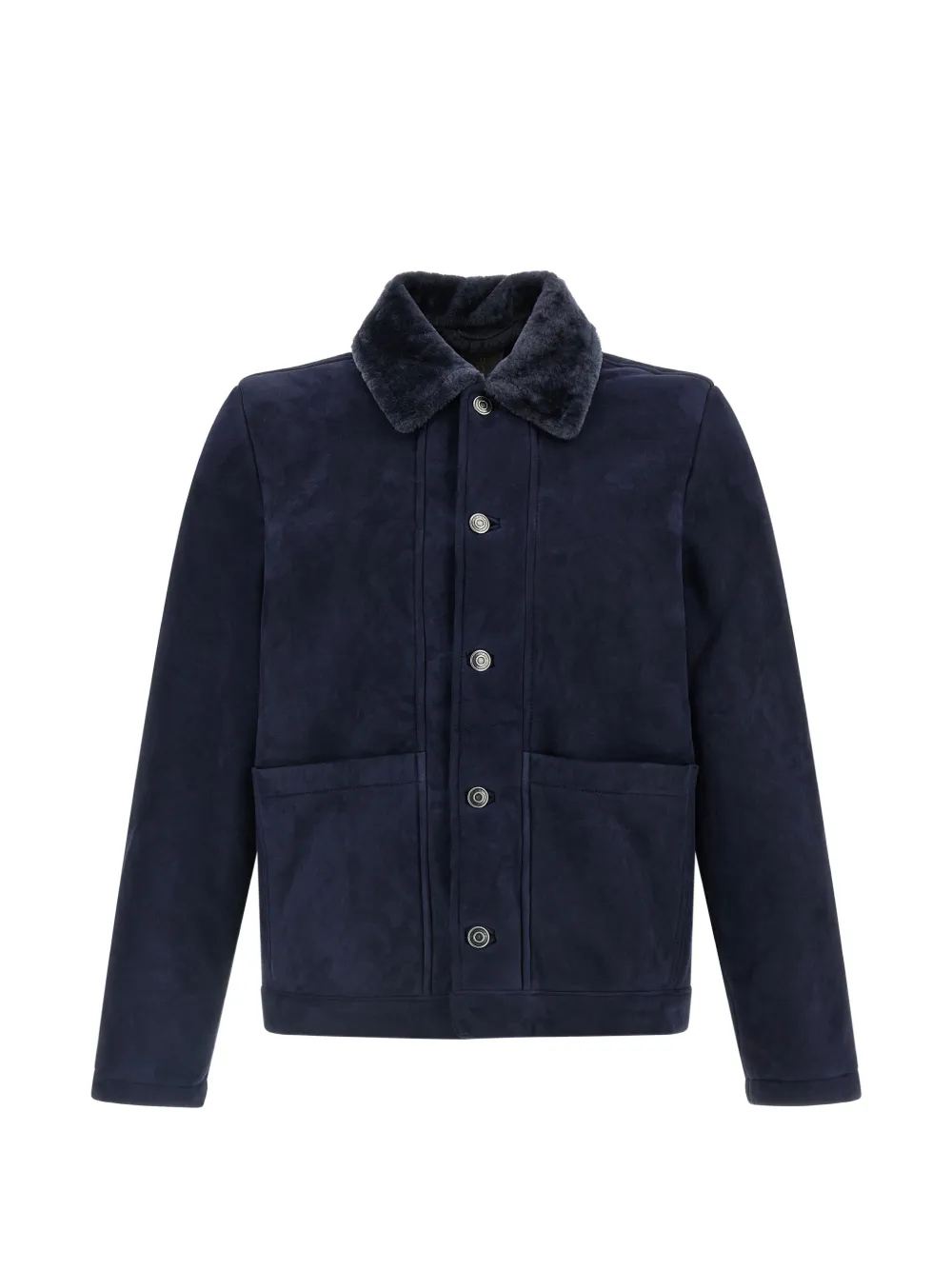 Giorgio Brato Shearling-collar Leather Jacket In Blue