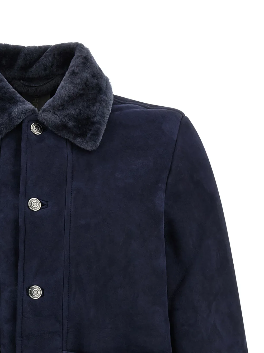 Giorgio Brato shearling-collar leather jacket Blauw