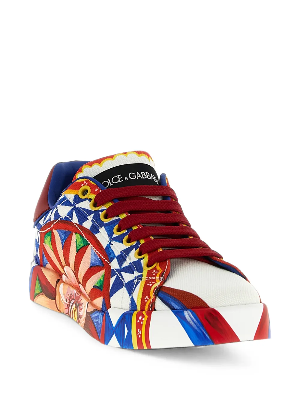 Dolce & Gabbana Portofino Carretto-print sneakers Wit