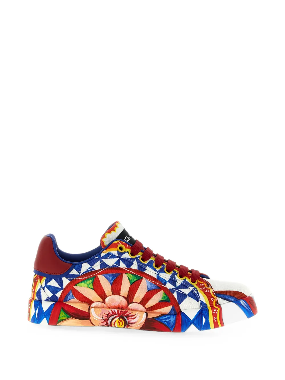 Dolce & Gabbana Portofino Carretto-print Sneakers In White