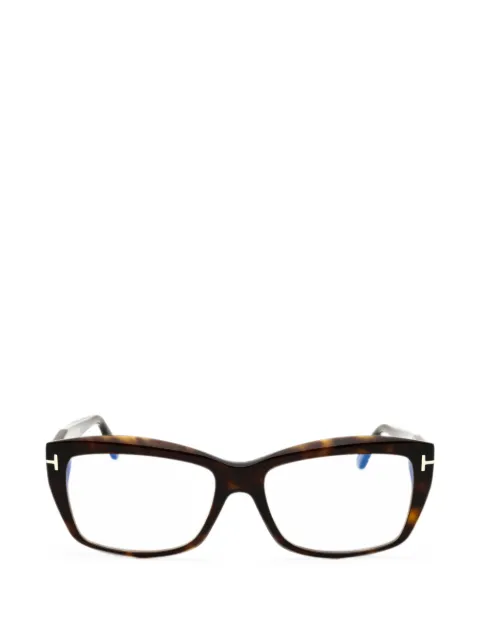 TOM FORD tortoiseshell-effect rectangle-frame glasses