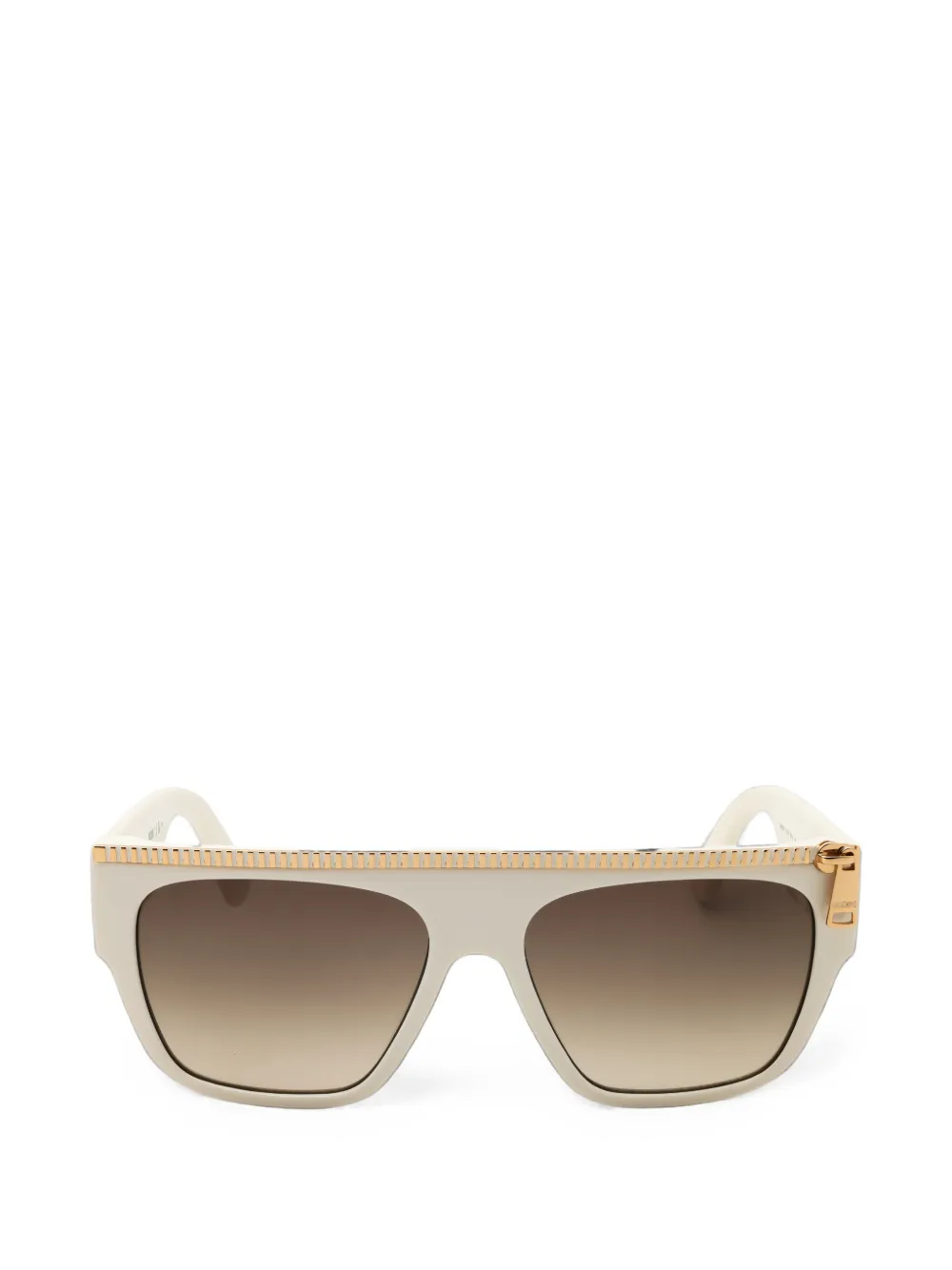 Moschino Eyewear Zip-detail Rectangle-frame Sunglasses In 뉴트럴