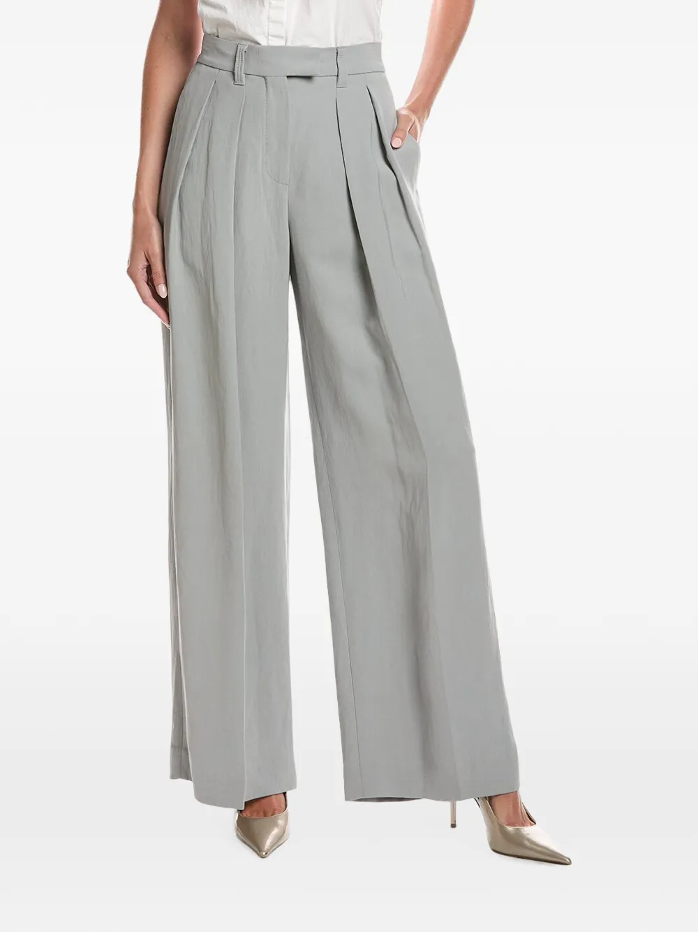 Brunello Cucinelli pantalon ample à design plissé - Gris