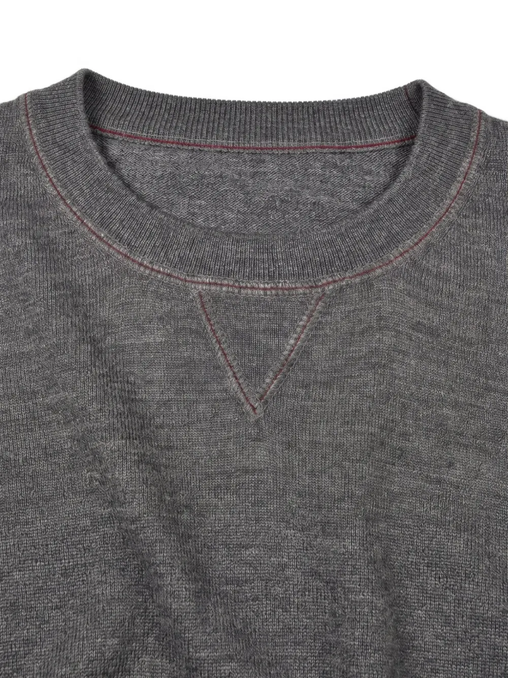 Brunello Cucinelli Trui met ronde hals en driehoekige stiksels Grijs