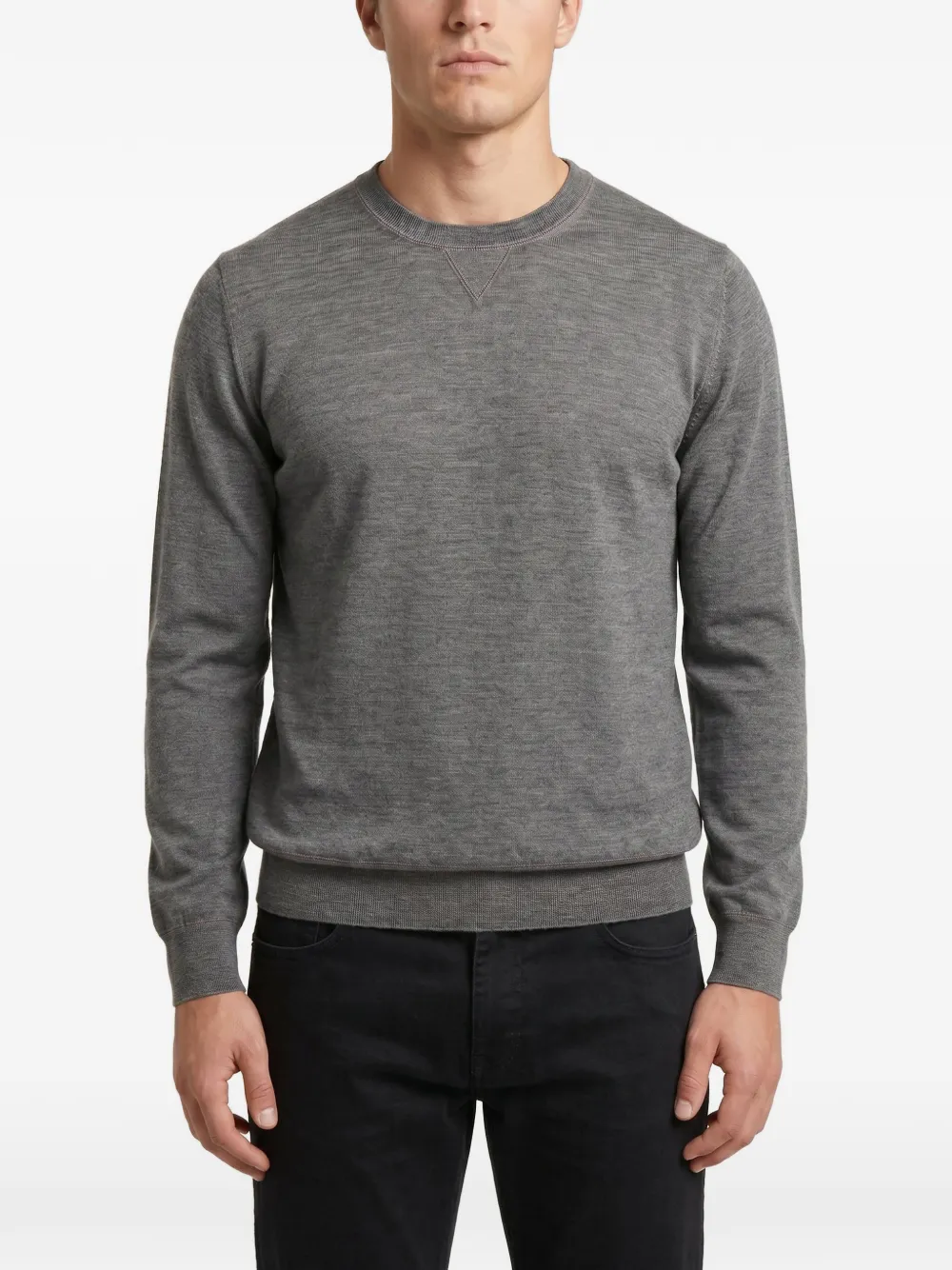 Brunello Cucinelli crew-neck triangular-stitch sweater - Grigio