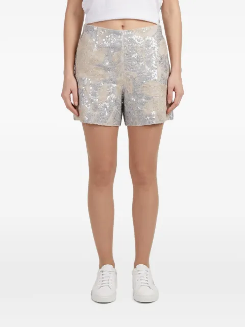 Brunello Cucinelli sequin-embellished floral-embroidered shorts