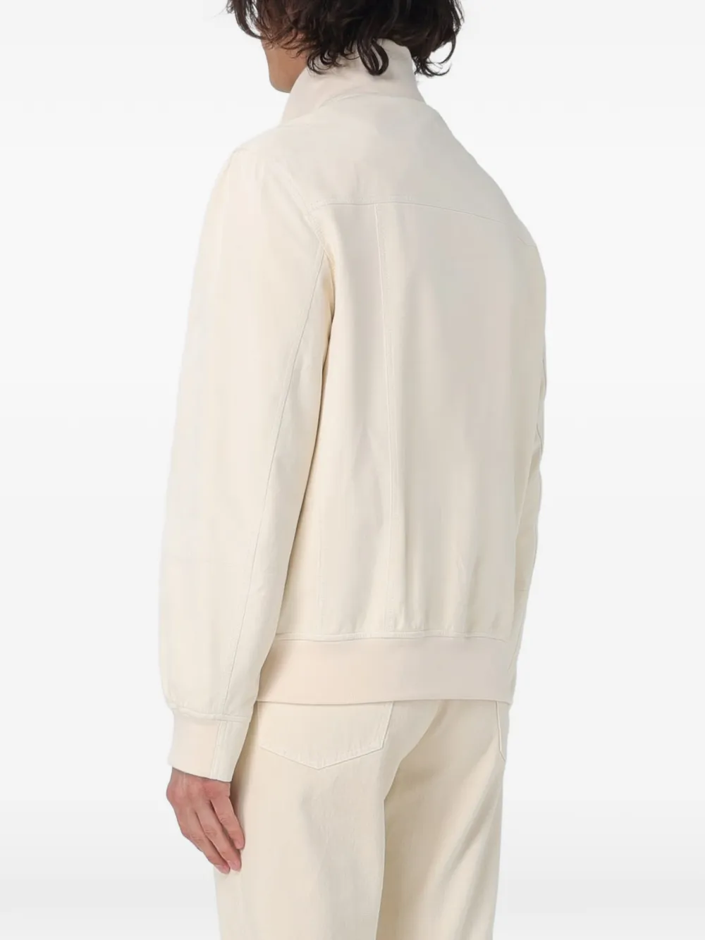 Brunello Cucinelli zip-up leather jacket Beige