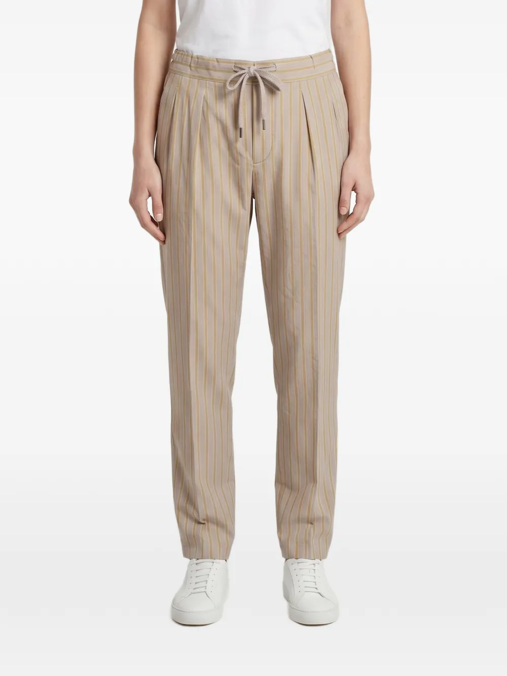 Brunello Cucinelli Gestreifte Hose mit Kordelzug - Nude