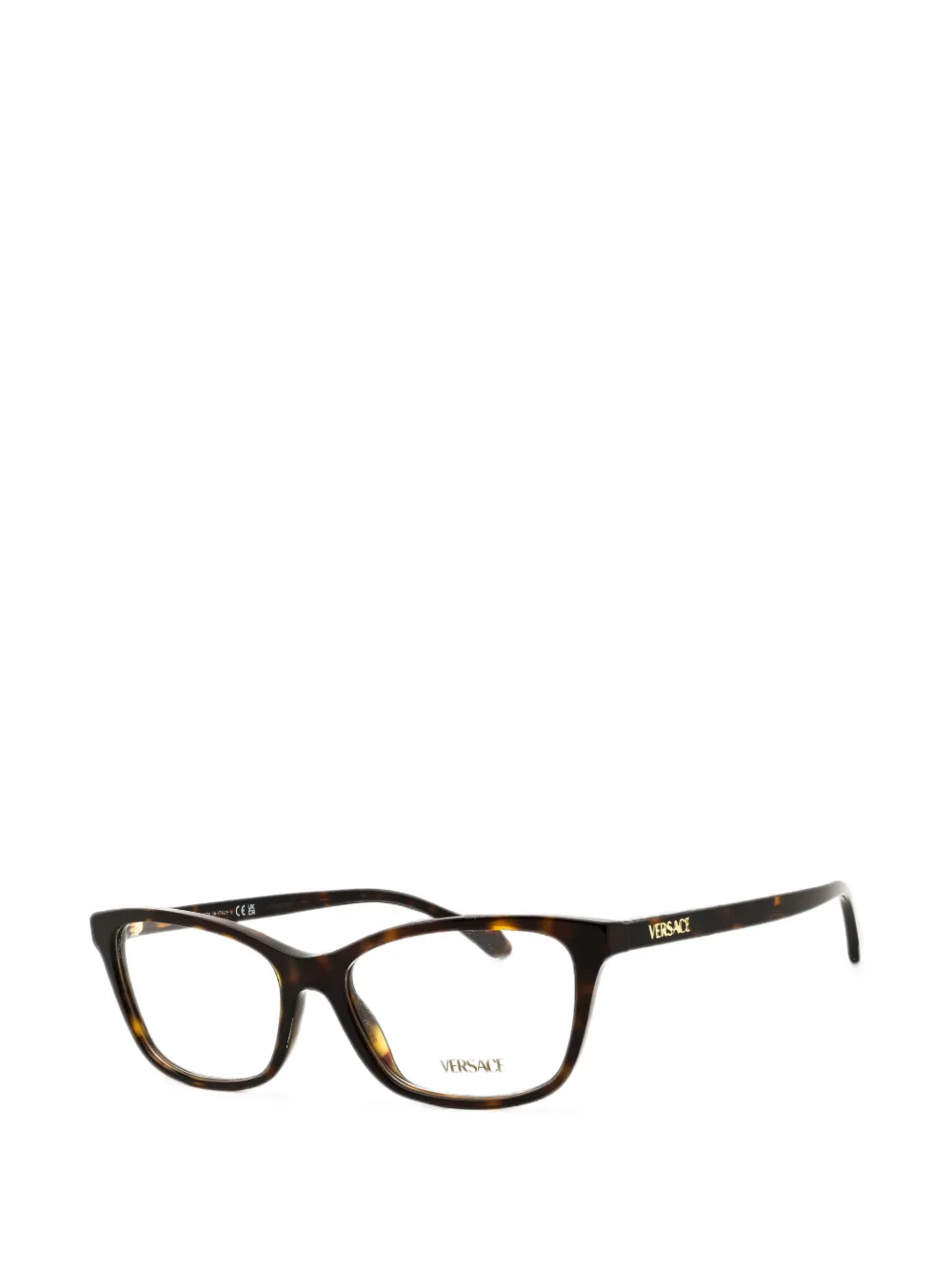 Versace Tortoiseshell-pattern Rectangle-frame Glasses In Black