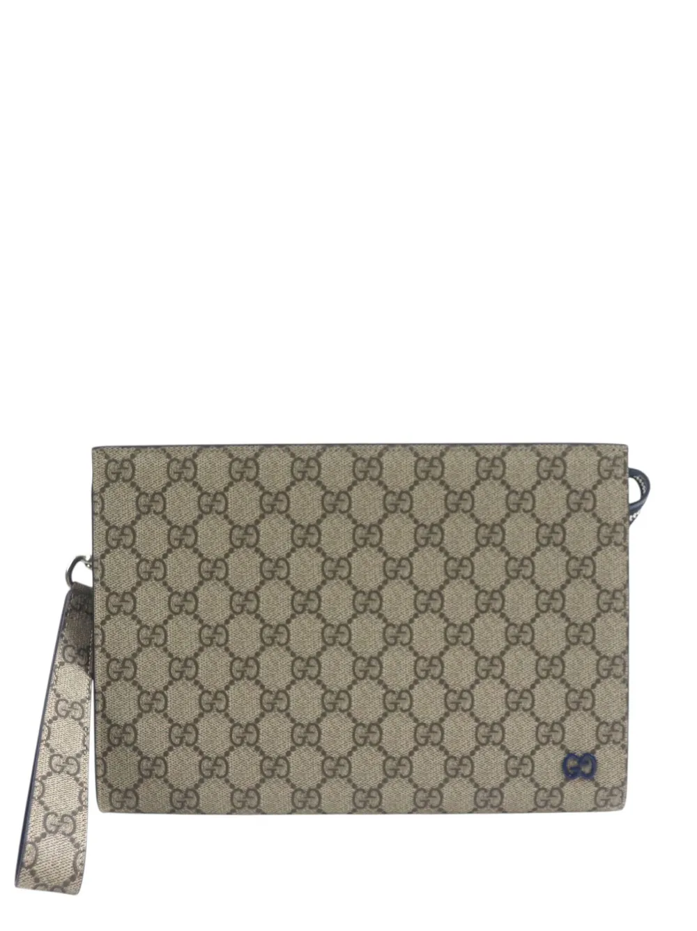 Gucci Pre-Owned 2016-2026 Medium Bicolor GG Supreme pouch - Blu