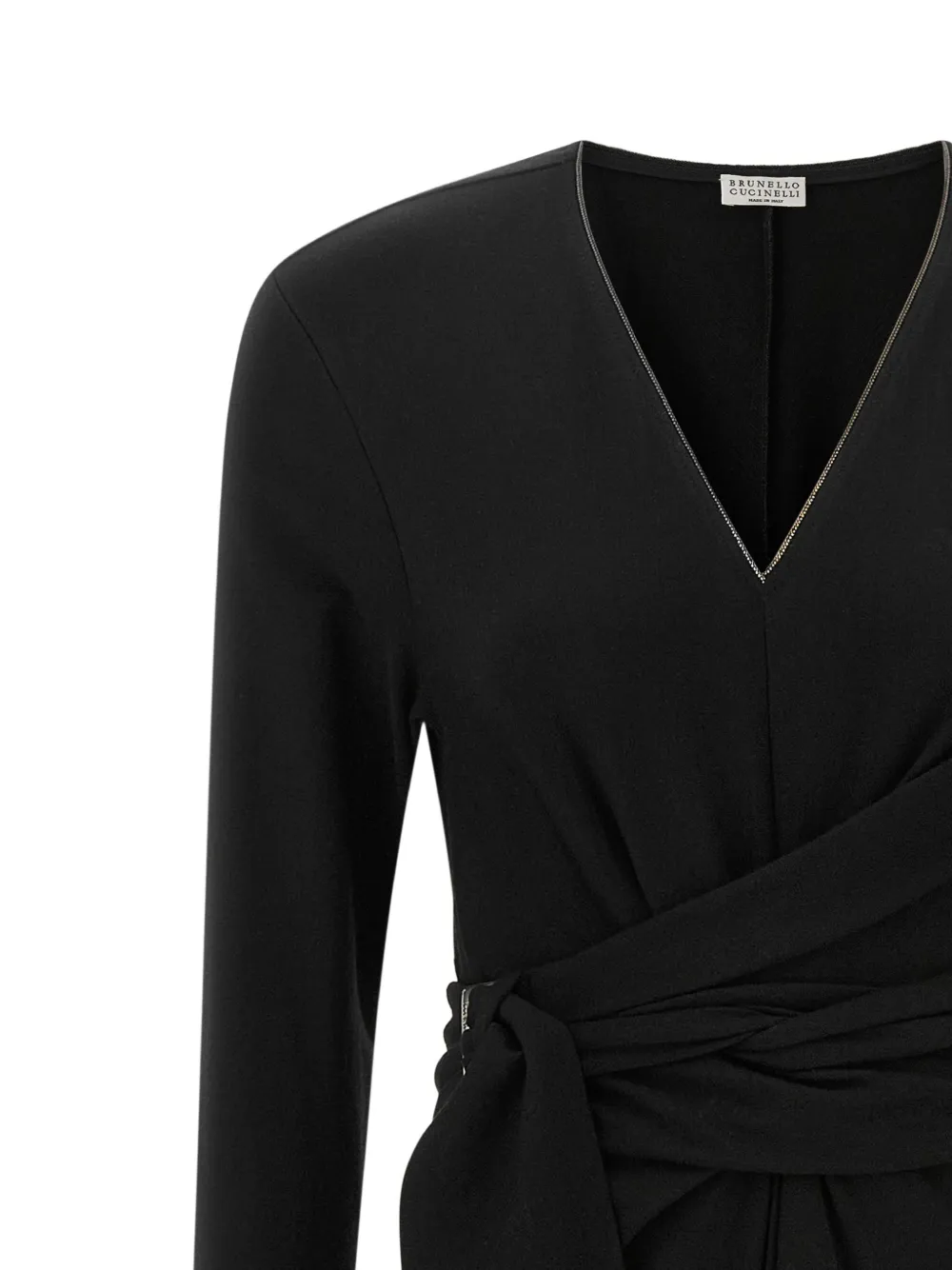 Brunello Cucinelli Monili wrap-style midi dress Zwart