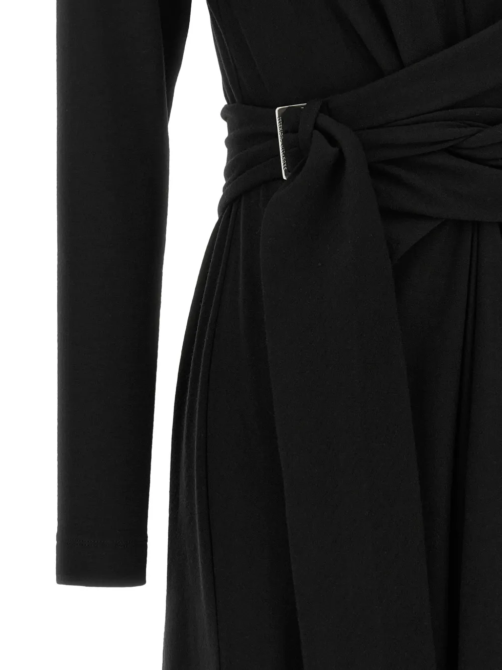 Brunello Cucinelli Monili wrap-style midi dress Zwart