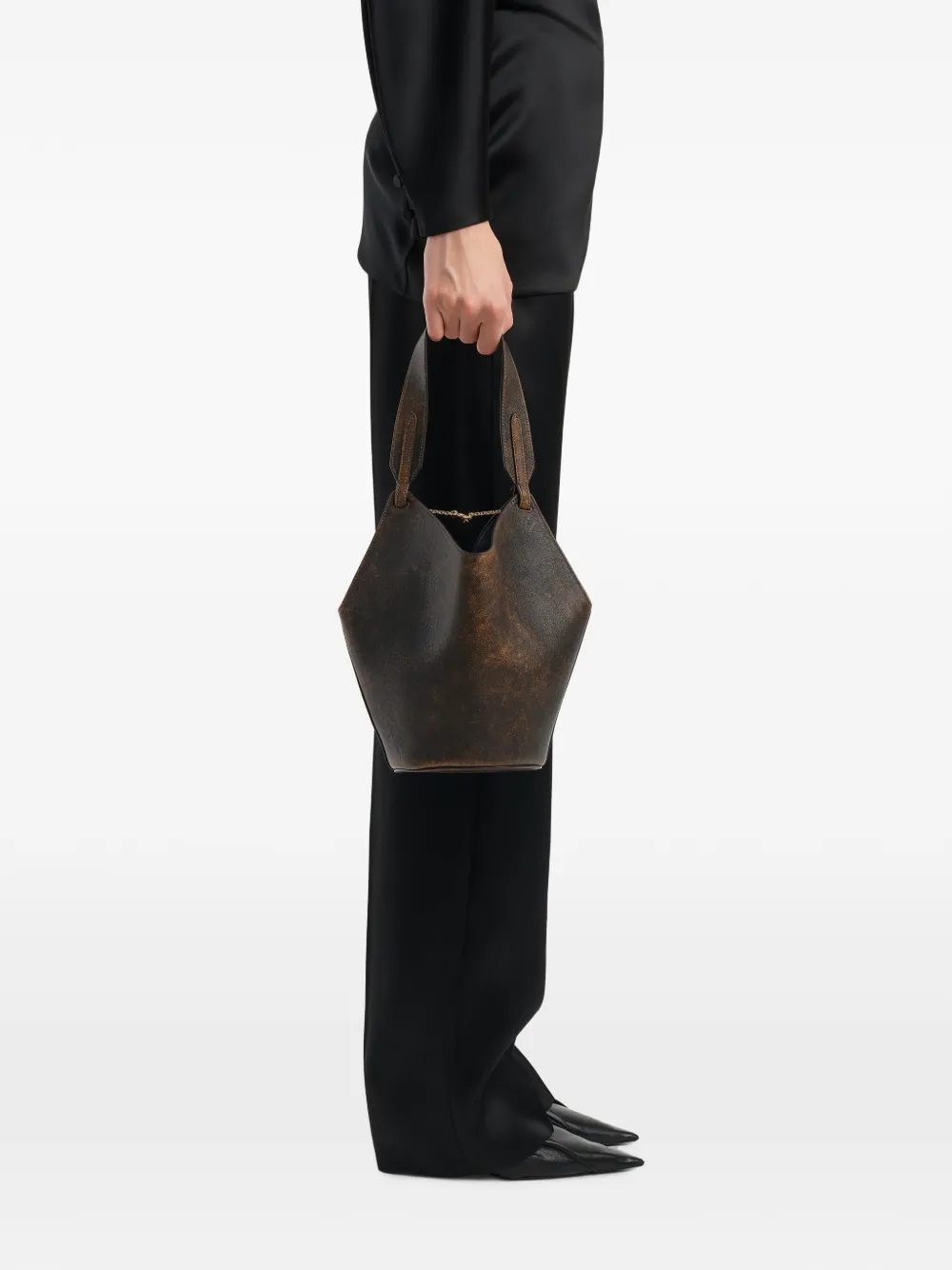 KHAITE Lotus kleine shopper Bruin