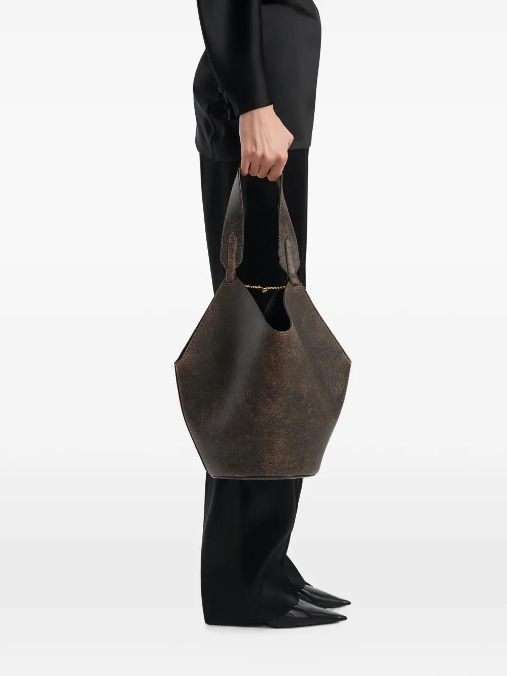 KHAITE Lotus kleine shopper Bruin