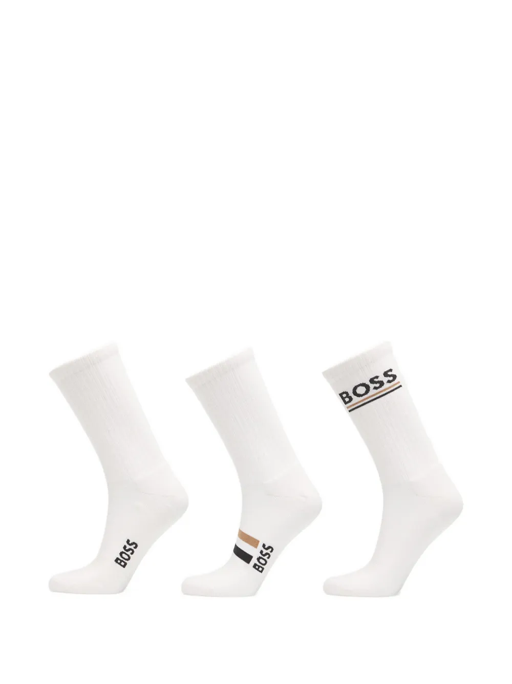 Hugo Boss Logo-print Ribbed Socks (set Of Three) In 화이트
