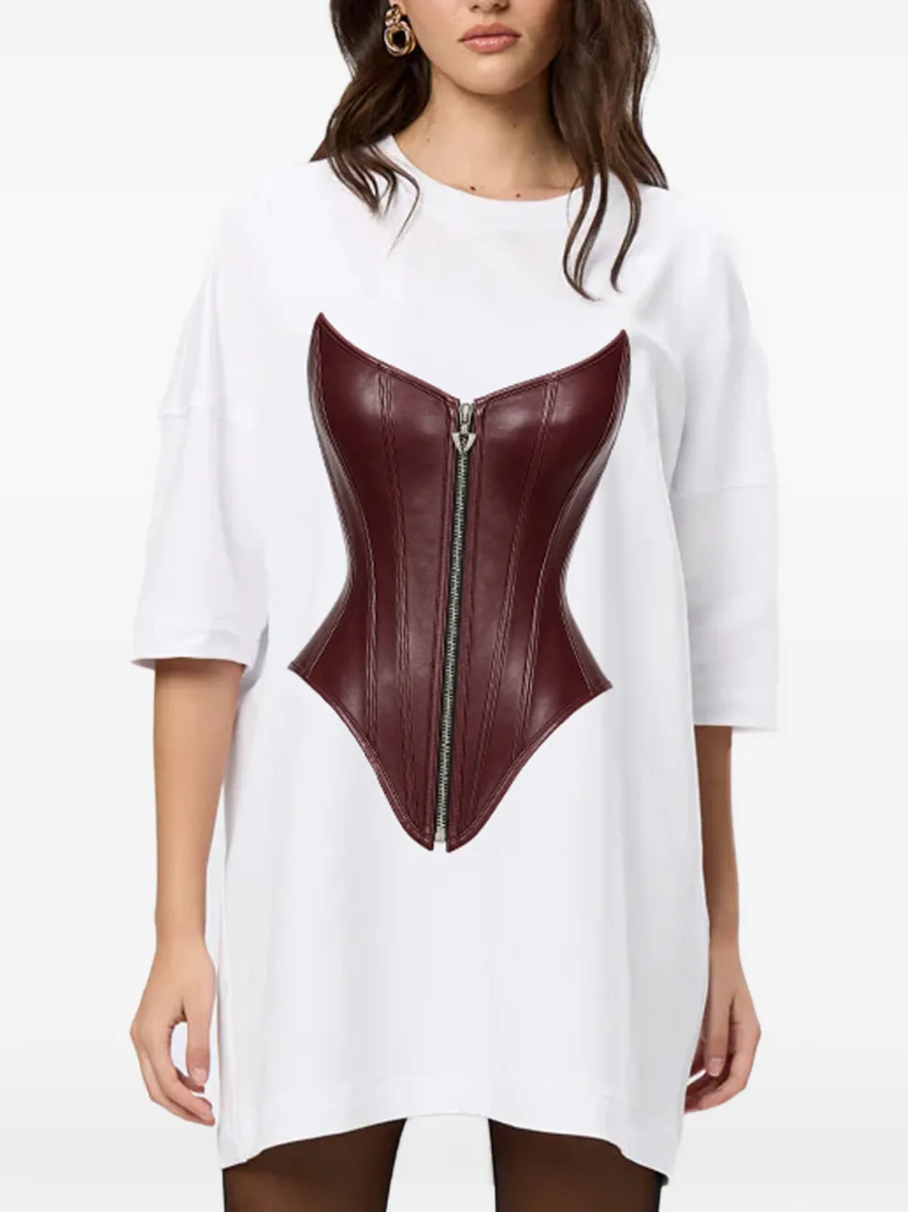 HAMZA Mini Corset katoenen jurk Wit