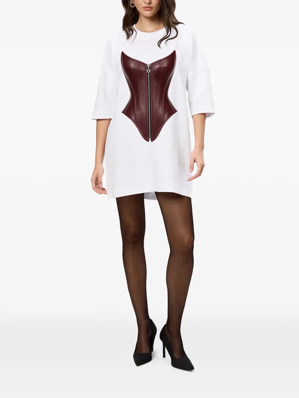 HAMZA Mini Corset katoenen jurk Wit