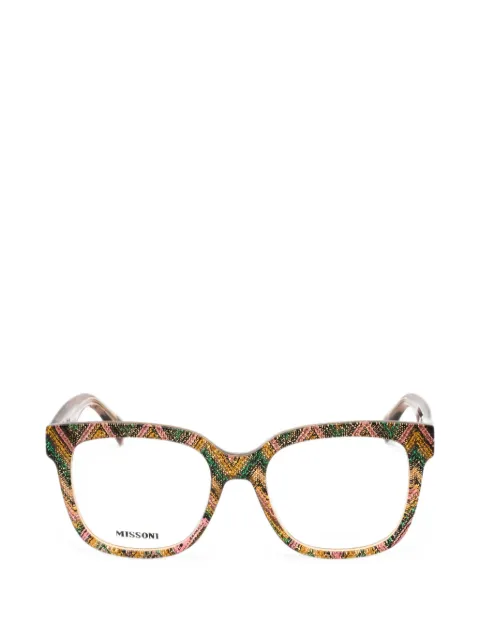 MISSONI EYEWEAR zigzag-print rectangle-frame glasses