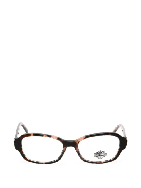 HARLEY-DAVIDSON tortoiseshell-effect oval-frame glasses