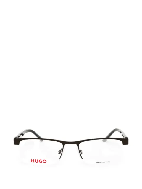 HUGO rectangle-frame half-rim glasses