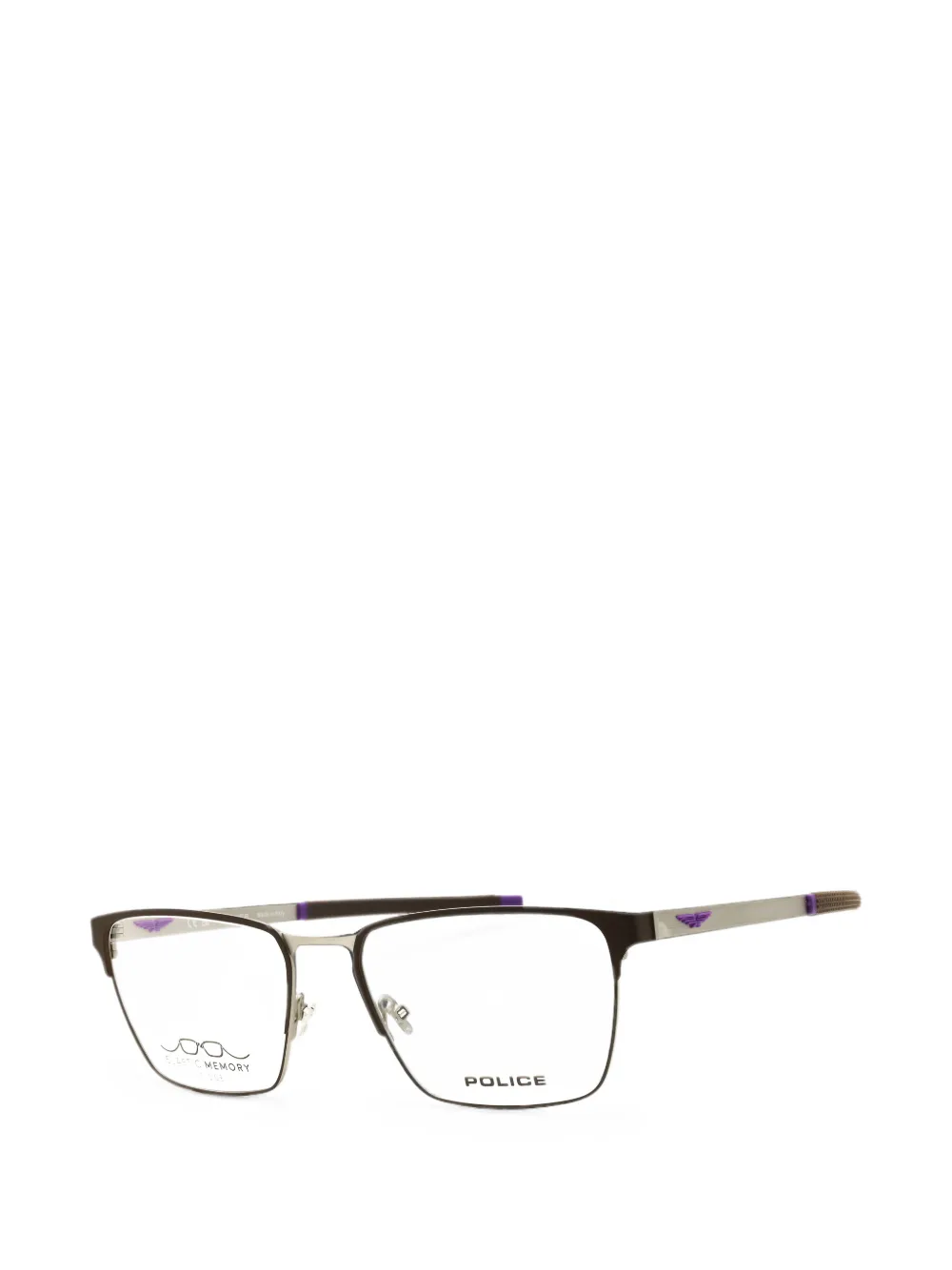 Police rectangle-frame glasses Zwart