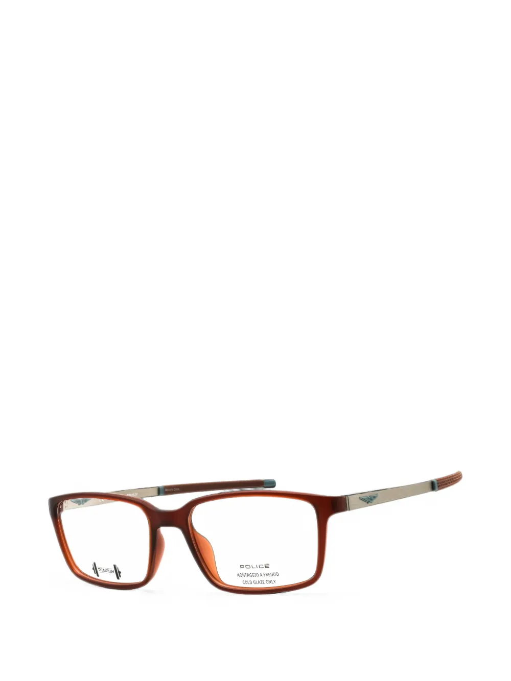 Police rectangle-frame glasses Rood