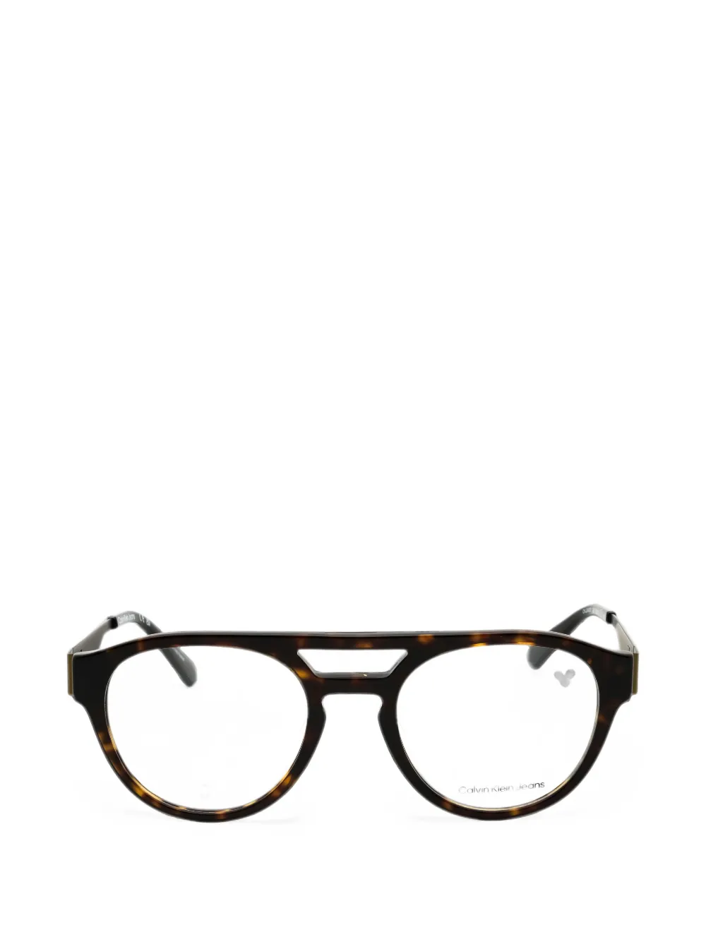 Calvin Klein Jeans tortoiseshell-effect round-frame glasses - Marrone
