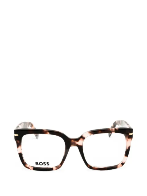 BOSS tortoiseshell-pattern square-frame glasses