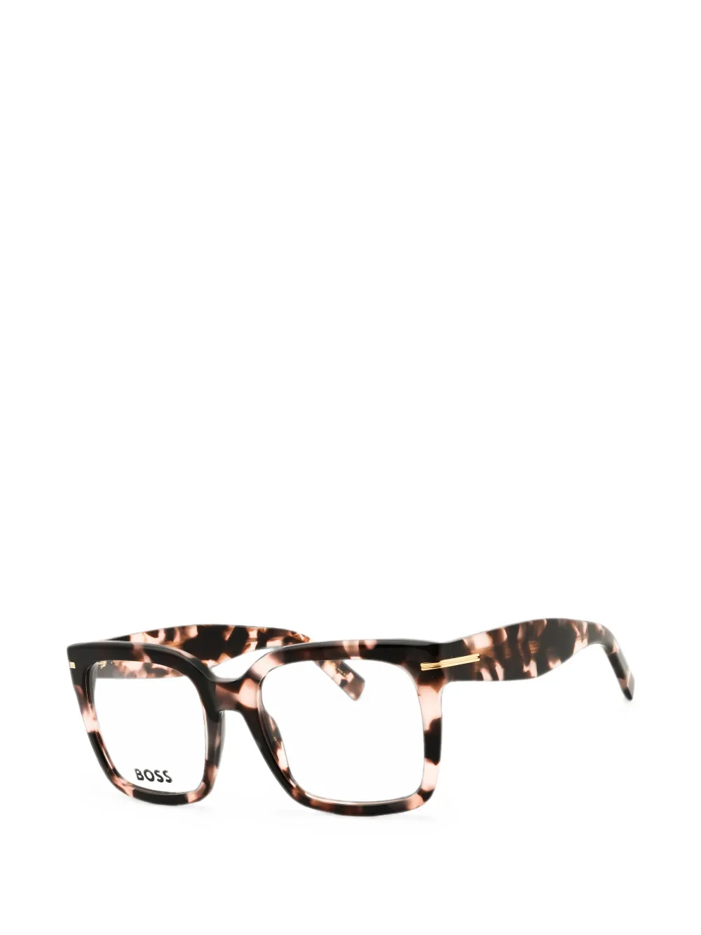 BOSS tortoiseshell-pattern square-frame glasses Beige